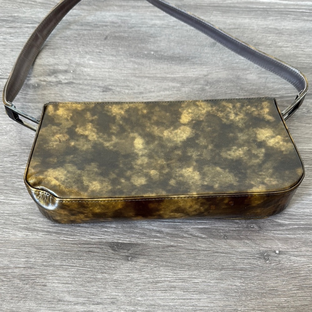 Stuart Weitzman 90s/Y2K Patent Brown and Gold Shoulder Bag - Picture 8 of 13